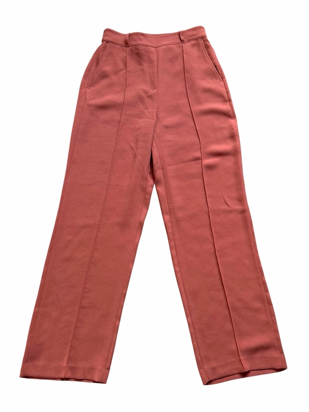 Spanx Carefree Crepe Trousers Womens Medium Coral High Rise Drapey Straight Leg - Picture 3 of 7